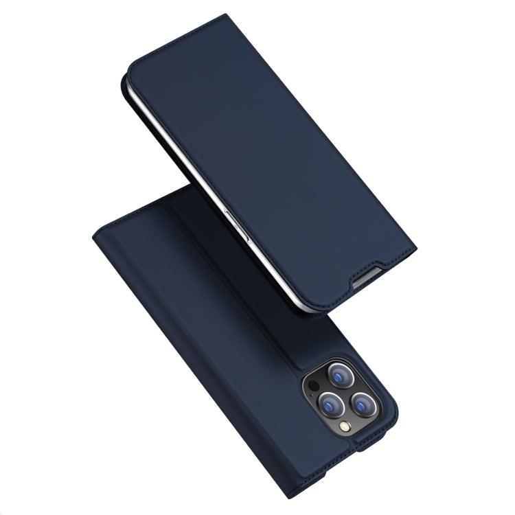 Apple iPhone 14 Pro DUX DUCIS Skin Pro Series Shockproof Horizontal Flip Leather Phone Case Cover (Dark Blue)
