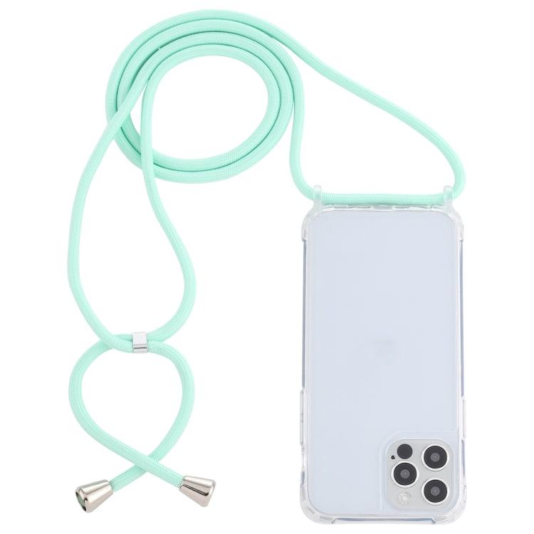 Apple iPhone 14 Pro Max Transparent Acrylic Airbag Shockproof Phone Protective Case Cover with Lanyard (Mint Green)