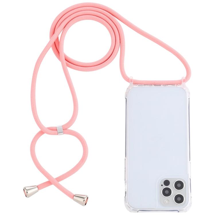 Apple iPhone 14 Pro Max Transparent Acrylic Airbag Shockproof Phone Protective Case Cover with Lanyard (Pink)