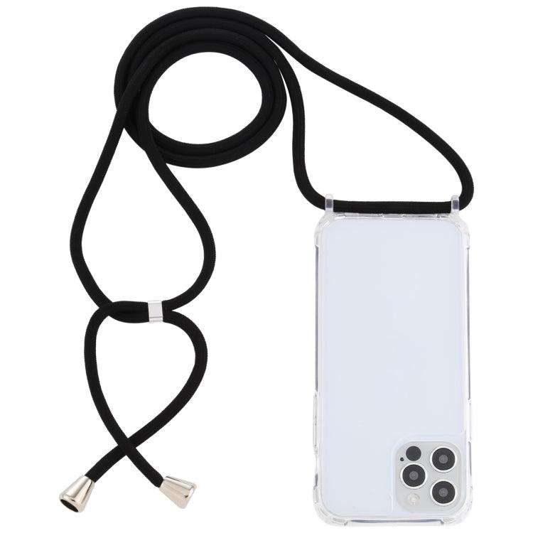 Apple iPhone 14 Pro Max Transparent Acrylic Airbag Shockproof Phone Protective Case Cover with Lanyard (Black)