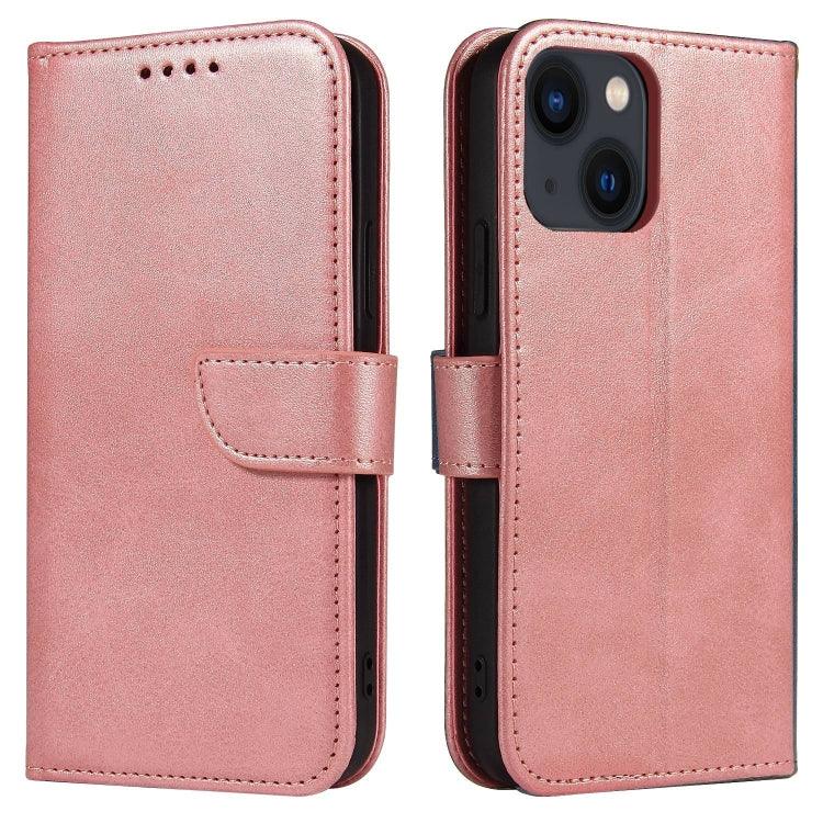 Apple iPhone 14 Calf Texture Buckle Flip Leather Phone Case Cover (Rose Gold)