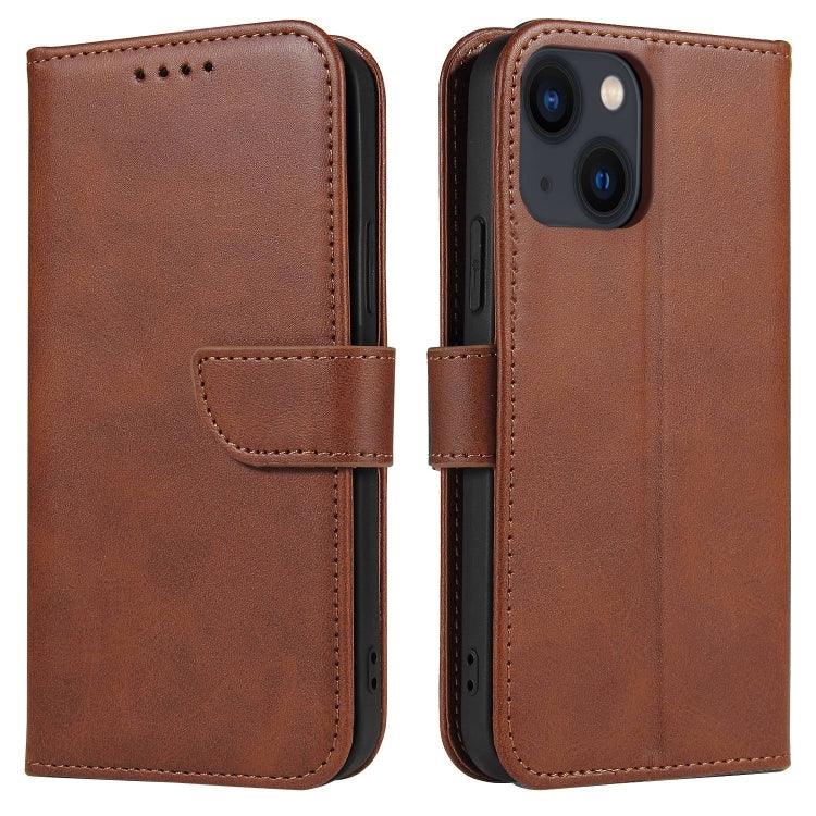 Apple iPhone 14 Calf Texture Buckle Flip Leather Phone Case Cover  (Brown)