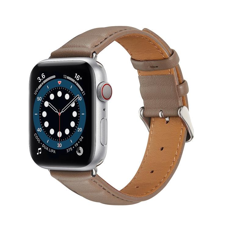 Genuine Leather Watch Band Apple Watch Series 9, 8, 7, 6, SE, 41mm, 40MM, 38mm (Grey)