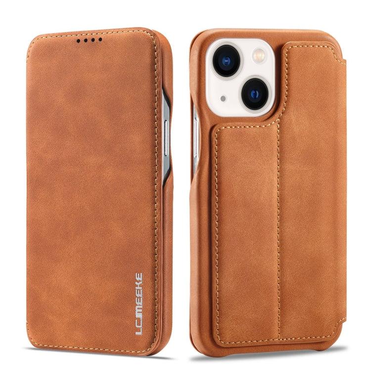 Apple iPhone 14 LC.IMEEKE Hon Ancient Series Flip Leather Phone Case Cover  (Brown)