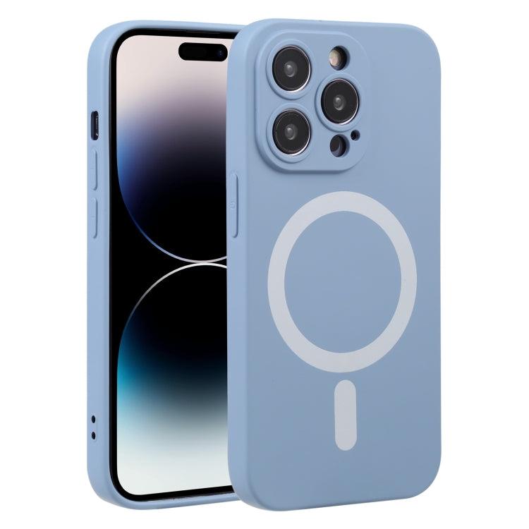 Apple iPhone 14 Pro Liquid Silicone Magsafe Phone Case Cover (Gray Blue)