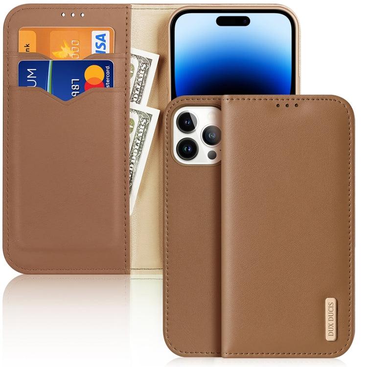 Apple iPhone 14 Pro Max DUX DUCIS Hivo Series Leather Case Cover (Brown)