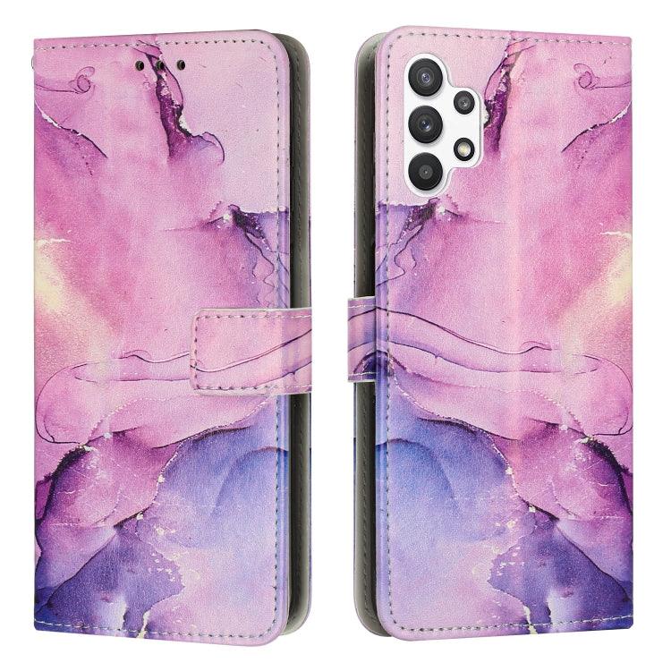 Samsung Galaxy A13 4G Painted Marble Pattern Leather Phone Case Cover (Purple)