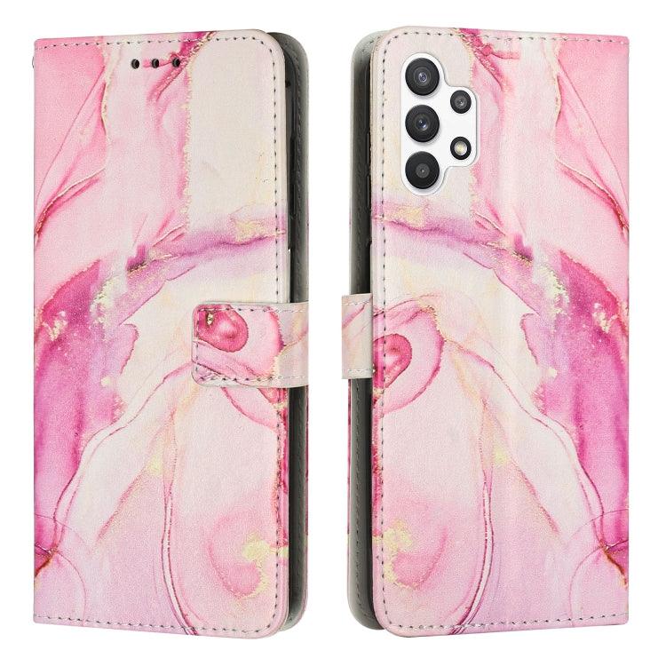 Samsung Galaxy A13 4G Painted Marble Pattern Leather Phone Case Cover (Rose Gold)