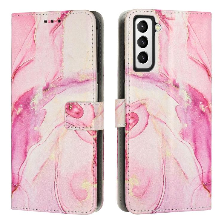 Samsung Galaxy S21 FE 5G Painted Marble Pattern Leather Phone Case Cover (Rose Gold)