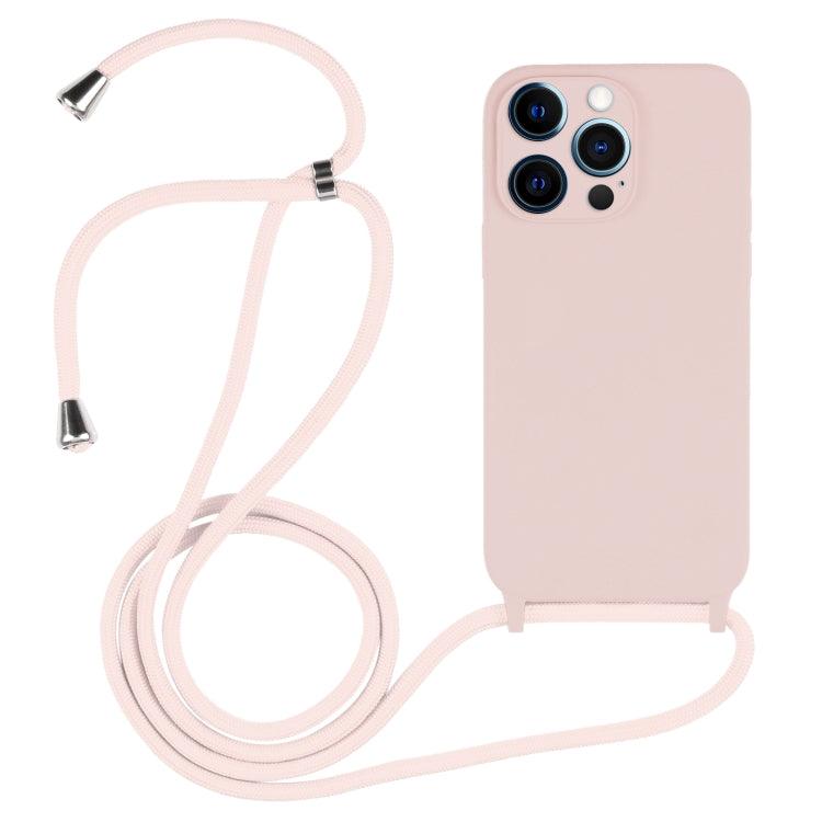 Apple iPhone 12 Pro Max Crossbody Lanyard Liquid Silicone Case Cover (Sand Pink)