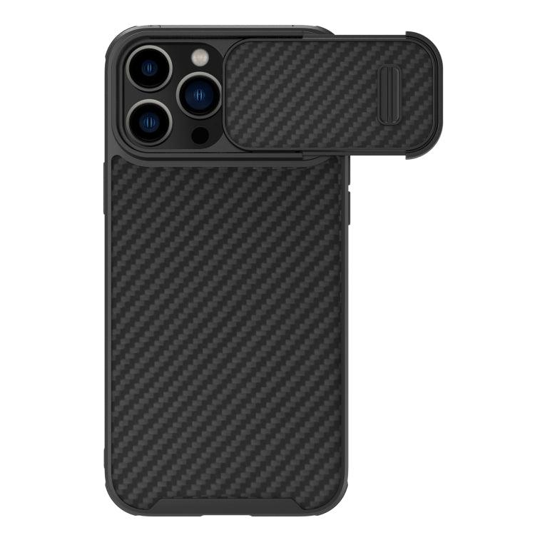 Apple iPhone 14 Pro Max NILLKIN Synthetic Fiber Camshield Phone Case Cover (Black)