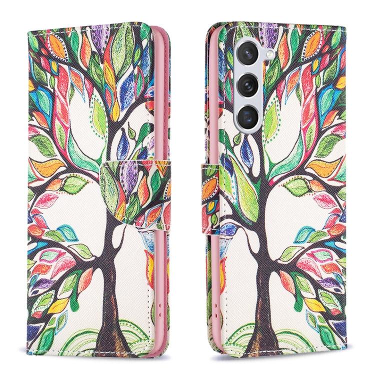 Samsung Galaxy S23 5G Drawing Pattern Leather Phone Case Cover (Tree Life)