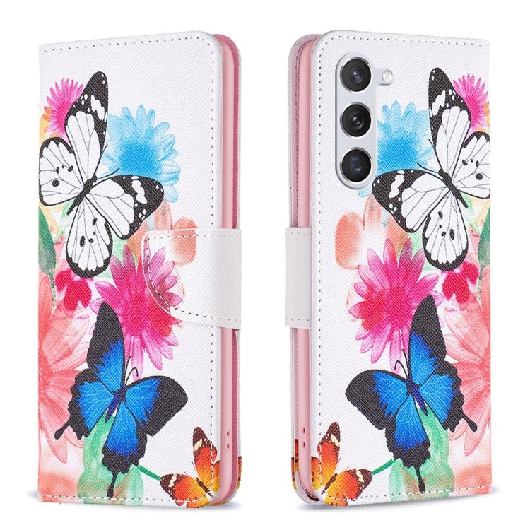 Samsung Galaxy S23 5G Drawing Pattern Leather Phone Case Cover (Butterflies)