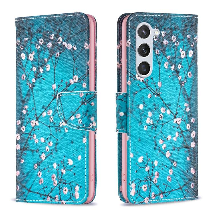 Samsung Galaxy S23 5G Drawing Pattern Leather Phone Case Cover (Plum Blossom)