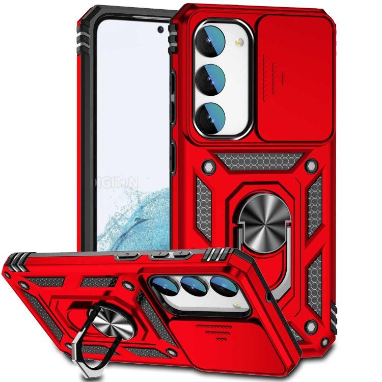 Samsung Galaxy S23+ 5G Sliding Camshield Holder Phone Case Cover (Red)