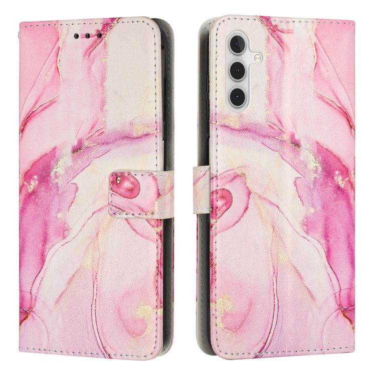 Samsung Galaxy A14 5G Painted Marble Pattern Leather Phone Case Cover (Rose Gold)