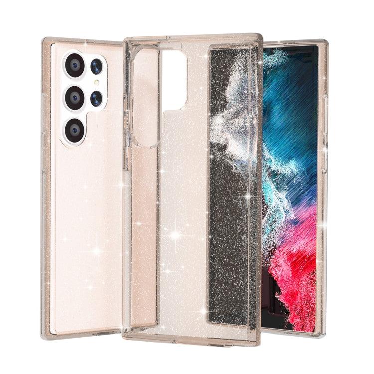 Samsung Galaxy S23 Ultra 5G Shockproof Terminator Style Glitter Powder Phone Case Cover (Shiny Gold)