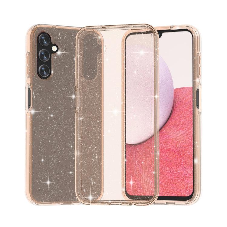 Samsung Galaxy A14 5G / 4G Shockproof Terminator Style Glitter Powder Phone Case Cover (Shiny Gold)