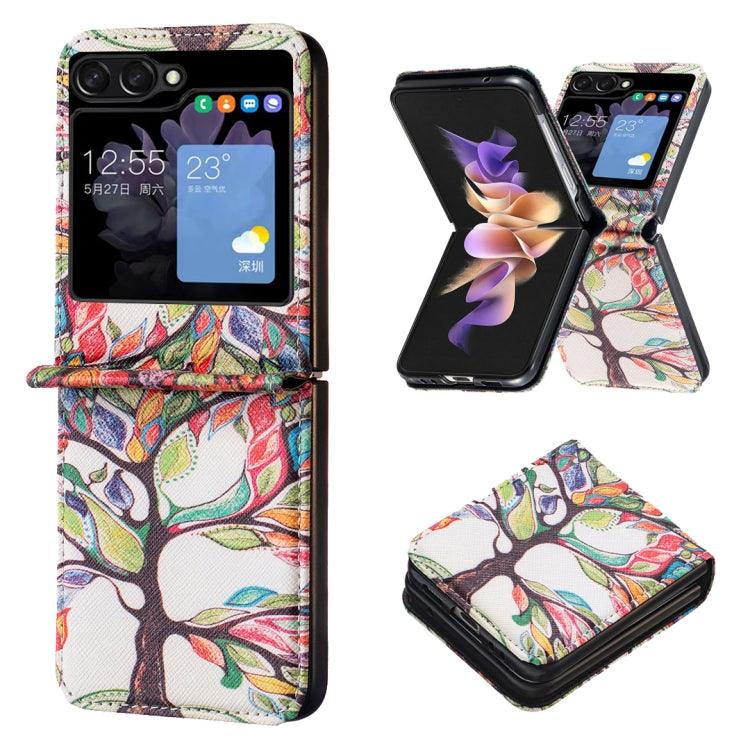 Samsung Galaxy Z Flip5 Colored Drawing Leather Phone Case Cover (Tree Life)