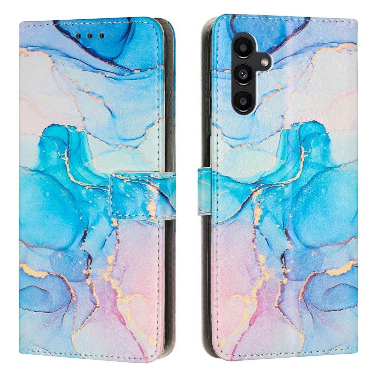 Samsung Galaxy A34 Painted Marble Pattern Leather Phone Case Cover (Pink Green)