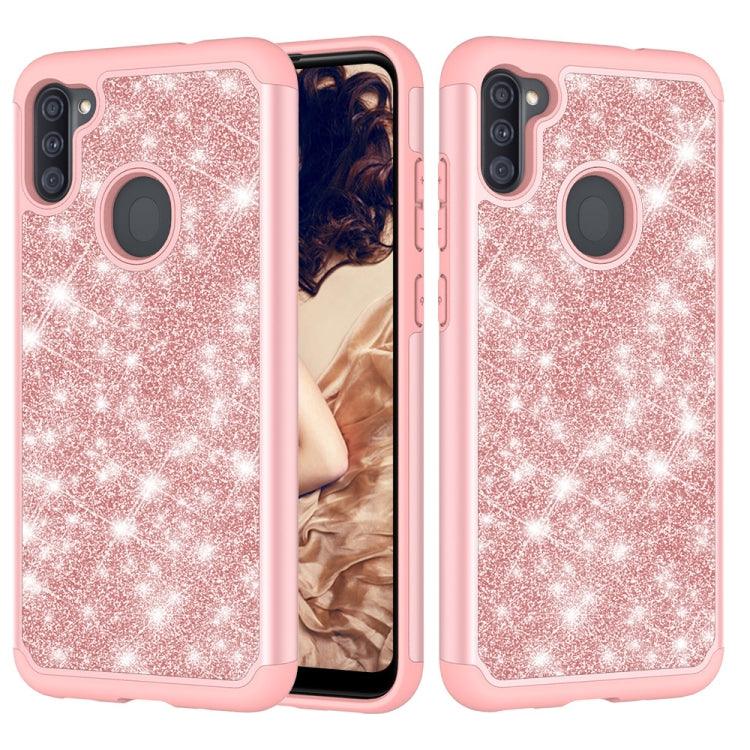Samsung Galaxy A11 / M11 Glitter Protective Case Cover (Rose Gold)