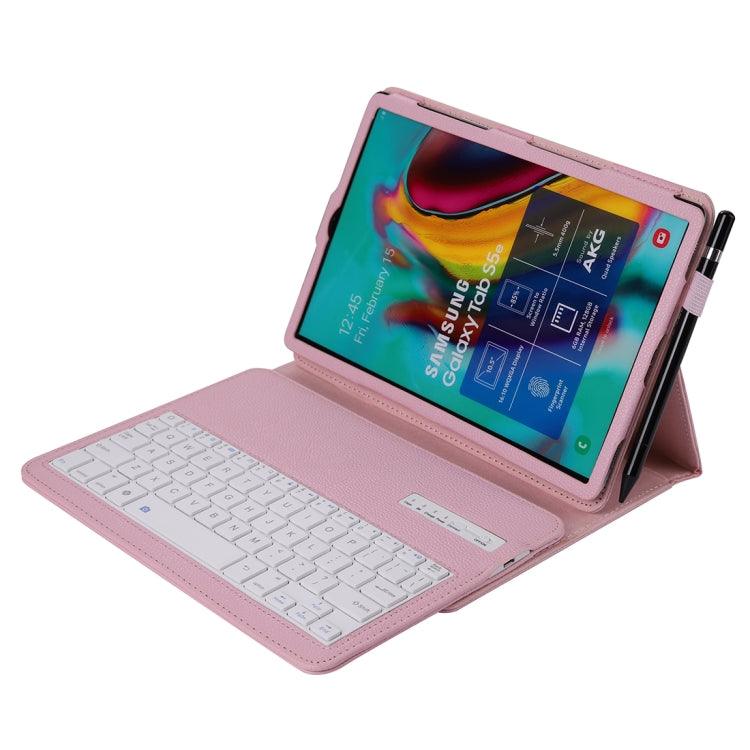 Samsung Galaxy Tab S6 Lite 10.4 P610 & P615 (2020) / Tab S5e / T720 2 in 1 Detachable Bluetooth Keyboard + Litchi Texture Protective Case Cover with Stand & Pen Slot (Pink)