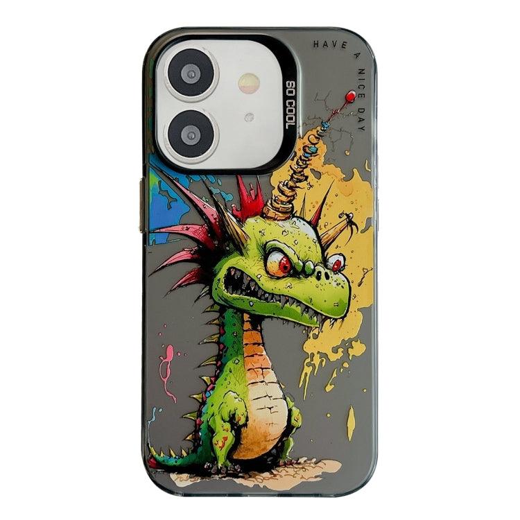 Apple iPhone 12 & 12 Pro Animal Pattern Oil Painting Series PC + TPU Phone Case Cover (Dragon)