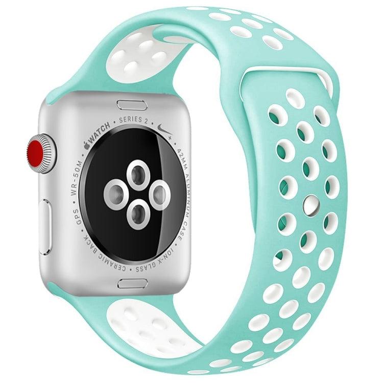Apple Watch Ultra 2, Ultra 1, Series 9, 8, 7, 6, SE, 49mm, 45mm, 44mm, 42mm Sport Silicone Watch Band Standard Edition (White Green)