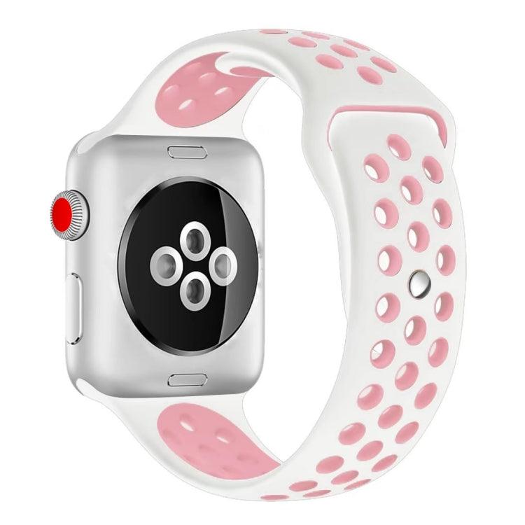 Apple Watch Ultra 2, Ultra 1, Series 9, 8, 7, 6, SE, 49mm, 45mm, 44mm, 42mm Sport Silicone Watch Band Standard Edition (White Pink)