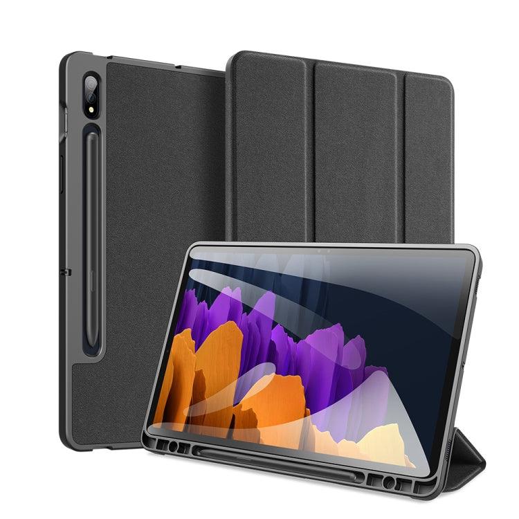 Samsung Galaxy Tab S7+ Plus 12.4 inch DUX DUCIS Domo Series Horizontal Flip Magnetic PU Leather Case with Three-folding Holder & Sleep / Wake-up Function & Pen Slot (Black)