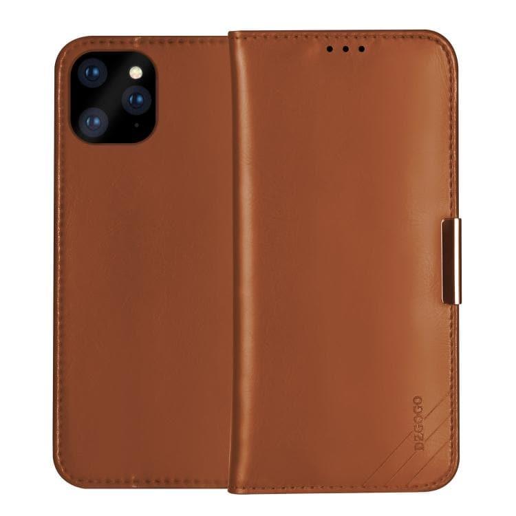 Apple iPhone 12 / 12 Pro DZGOGO ROYALE II Series Magnetic Horizontal Flip Leather Case Cover with Card Slots & Holder (Brown)