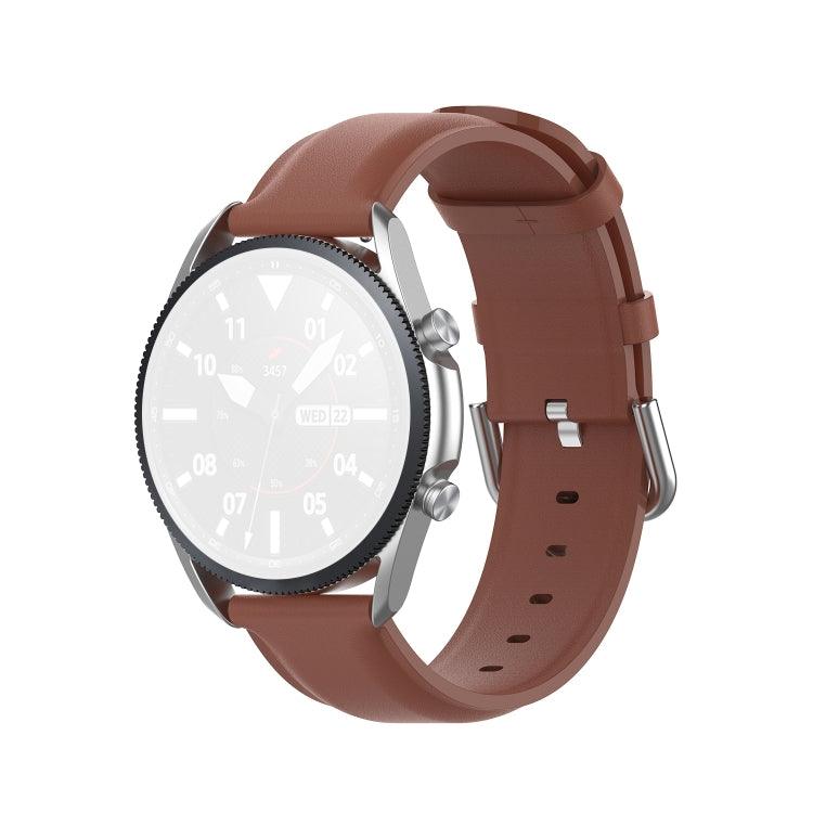 Samsung Gear S3 (Frontier & Classic), Galaxy Watch (46mm), Galaxy Watch 3 (45mm) Round Tail Leather Strap Band, Size: Free Size 22mm (Brown)