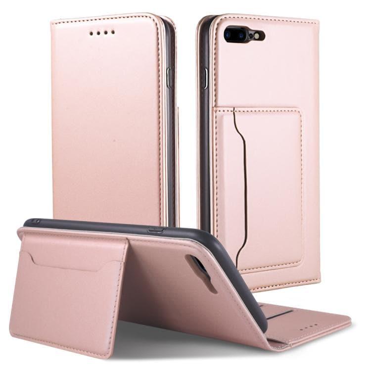 Apple iPhone 8 Plus / 7 Plus Strong Magnetism Shockproof Horizontal Flip Liquid Feel Leather Case with Holder & Card Slots & Wallet (Rose Gold)