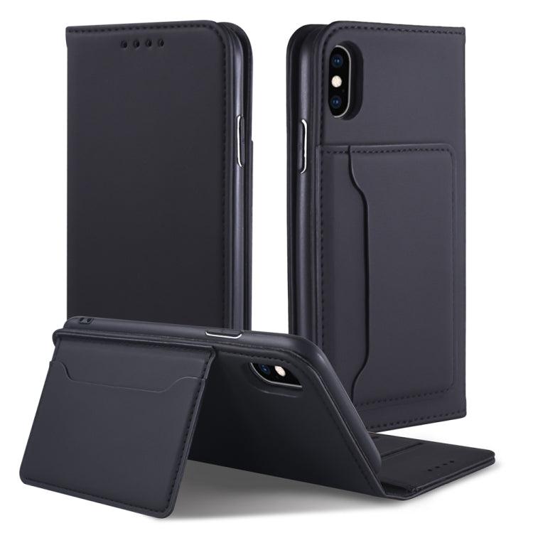 Apple iPhone XS Max Strong Magnetic Shockproof Horizontal Flip Liquid Feel Leather Case with Holder & Card Slots & Wallet (Black)