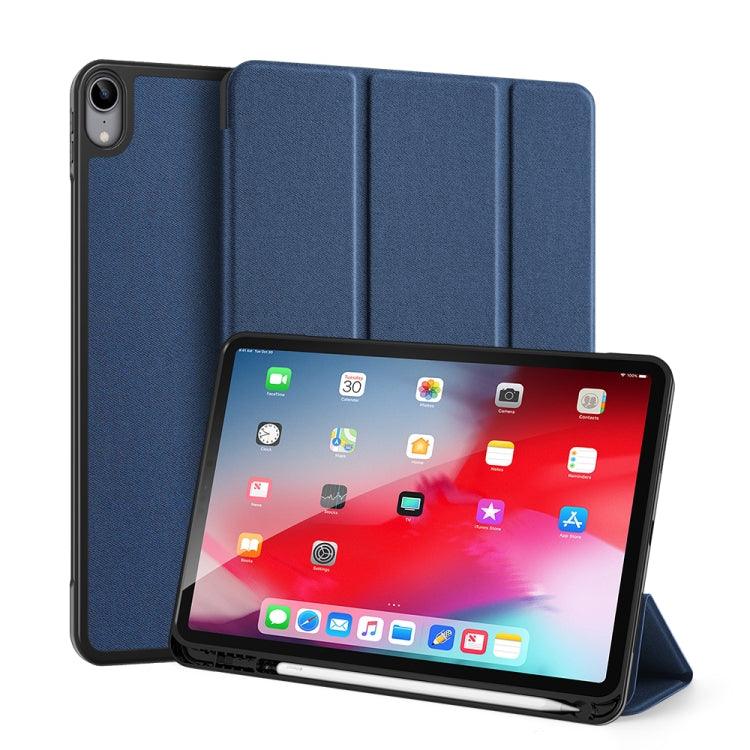 Apple iPad Air 2020 DUX DUCIS Domo Series Horizontal Flip Magnetic TPU + PU Leather Case Cover with Three-folding Holder & Pen Slot & Sleep / Wake-up Function (Blue)