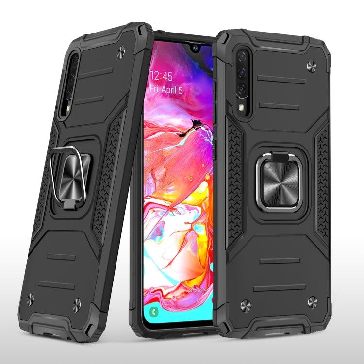 Samsung Galaxy A70 Magnetic Armor Shockproof Case with Metal Ring Holder (Black)