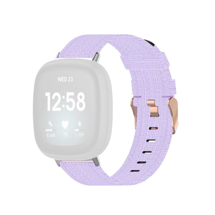 Fitbit Versa 4, Versa 3 / Fitbit Sense Nylon Canvas Strip Texture Strap, Size: Free Size (Light Purple)