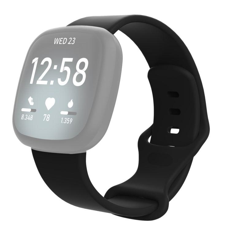 Fitbit Versa 4, Versa 3 / Sense Silicone Replacement Strap Watchband, Size: S (Black)