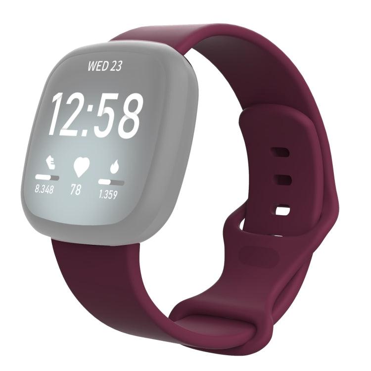 Fitbit Versa 4, Versa 3 / Sense Silicone Replacement Strap Watchband, Size: S (Purple Red)