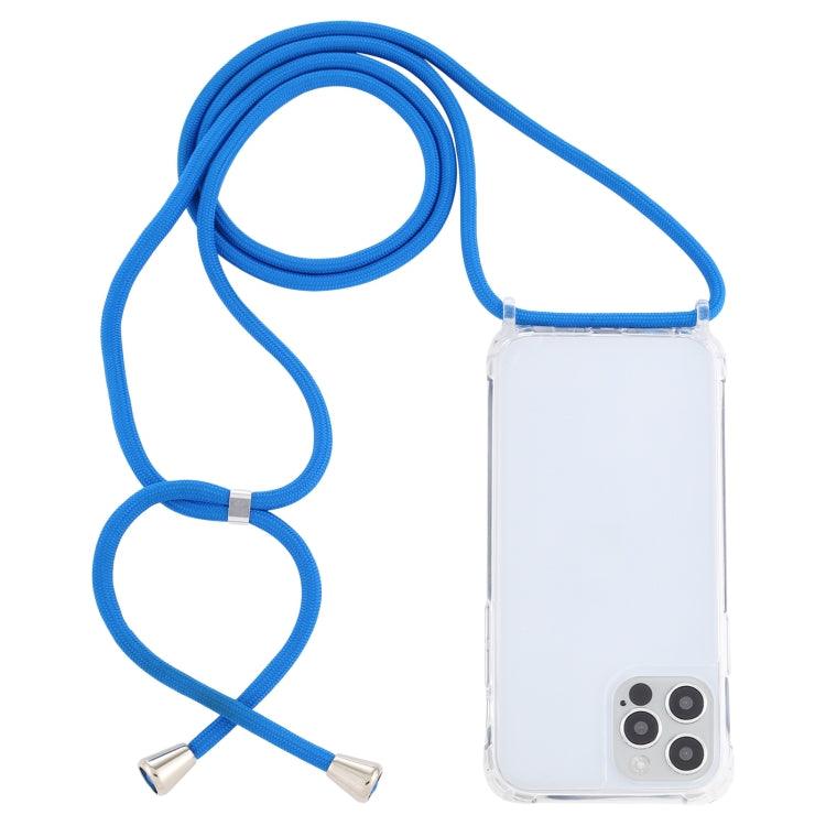 Apple iPhone 12 & 12 Pro Transparent Acrylic Airbag Shockproof Phone Protective Case Cover with Lanyard (Blue)