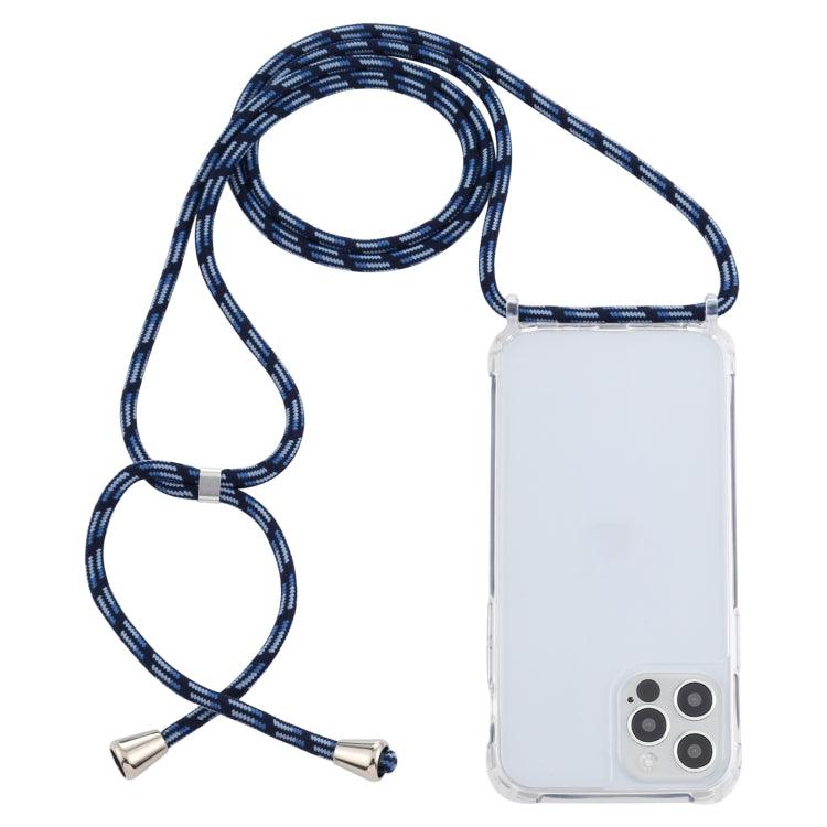 Apple iPhone 12 & 12 Pro Transparent Acrylic Airbag Shockproof Phone Protective Case Cover with Lanyard (Gradient Blue)