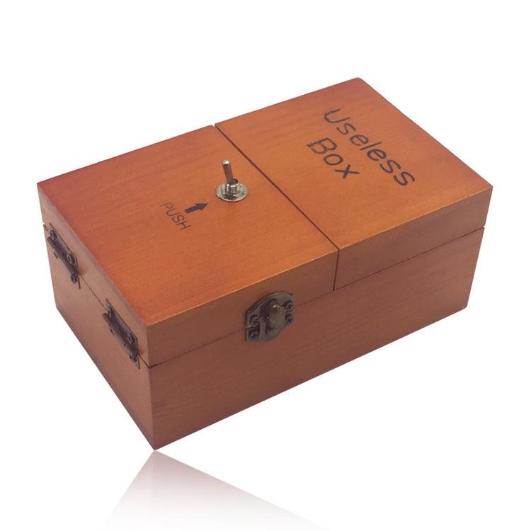Creative Funny Present Useless Box Novel Wooden Anti-stress Toy (Dark Wood)