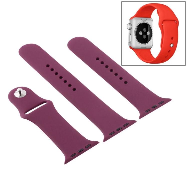 Apple Watch Series 9, 8, 7, 6, SE, 41mm, 40mm, 38mm & Longer Rubber Sport Watchband with Pin-and-tuck Closure (Violet)