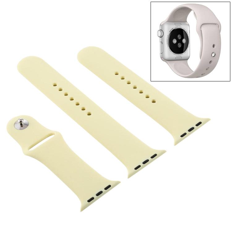 Apple Watch Series 9, 8, 7, 6, SE, 41mm, 40mm, 38mm Longer Rubber Sport Watchband with Pin-and-tuck Closure (Cream Yellow)