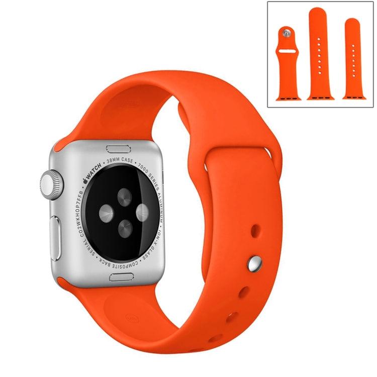 Apple Watch Series 9, 8, 7, 6, SE, 41mm, 40mm, 38mm Longer Rubber Sport Watchband with Pin-and-tuck Closure (Orange)