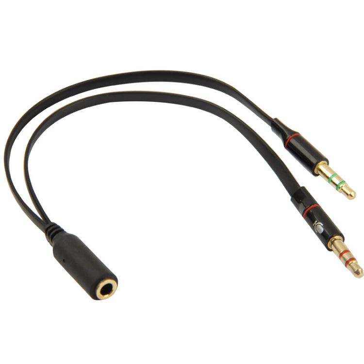 3.5mm female to 3.5mm Male Microphone Jack + 3.5mm Male Earphone Jack Adapter Cable (Black)