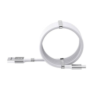 ROCK 2A Type-C / USB-C Silicone Magnetic Charging Data Cable for Samsung, iPad, Length: 1.8m (White) - Gadget Station