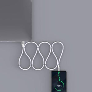 ROCK 2A Type-C / USB-C Silicone Magnetic Charging Data Cable for Samsung, iPad, Length: 1.8m (White) - Gadget Station