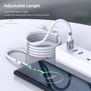 ROCK 2A Type-C / USB-C Silicone Magnetic Charging Data Cable for Samsung, iPad, Length: 1.8m (White) - Gadget Station
