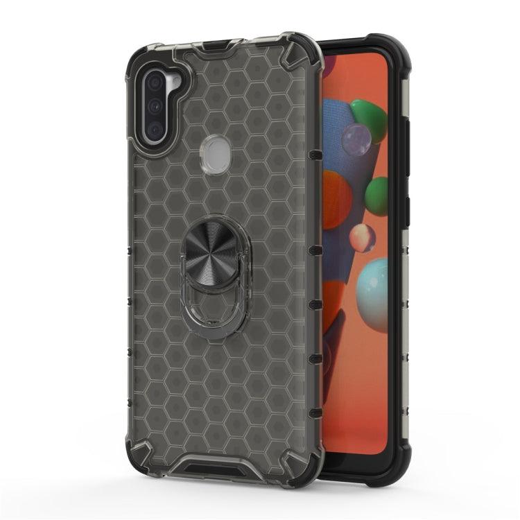 Samsung Galaxy A11 / M11 Shockproof Honeycomb PC + TPU Ring Holder Protection Case Cover (Grey)